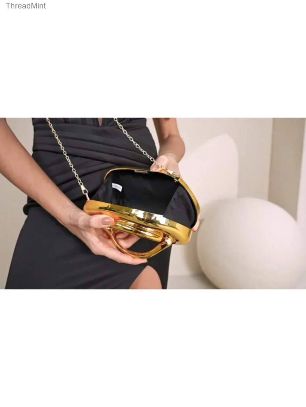 Acrylic Evening Clutch with Metal Handle Crossbody Chain